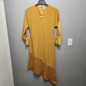 Charli women's midi dress size 4 yellow high low long sleeve missing the…